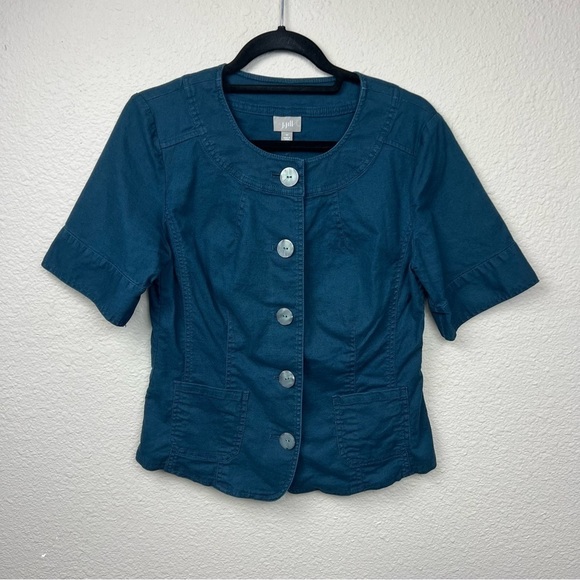 J. Jill Jackets & Blazers - 𝅺J.Jill Linen Blend SS Button Blazer in Blue Size 10
